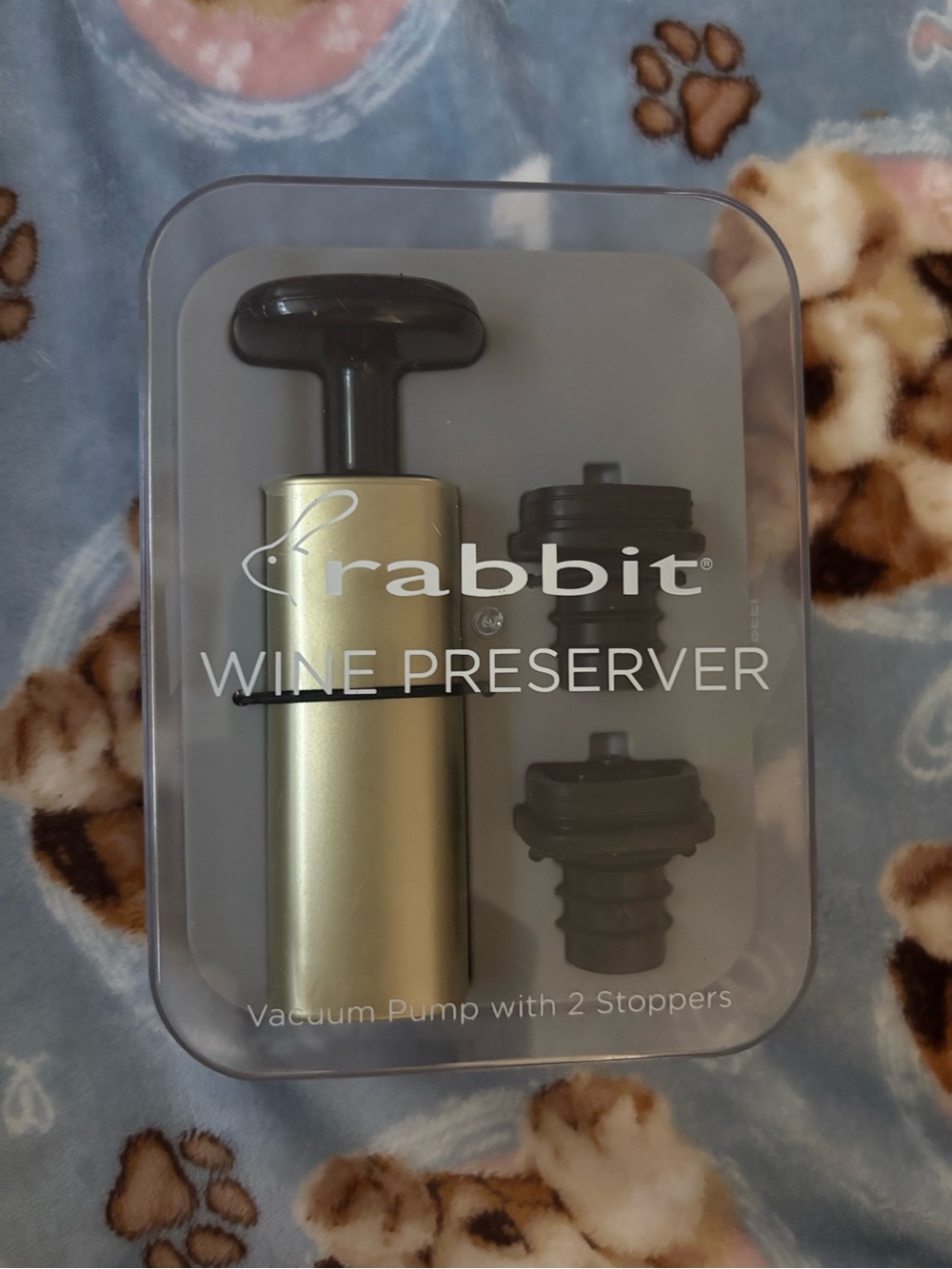 Rabbit Wine Preserver Pump with 2 Stoppers - Gold